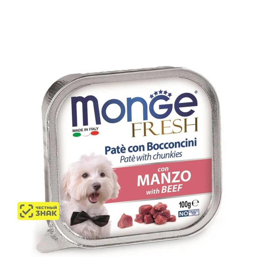 Влажный корм Monge Dog Fresh Beef для взрослых собак с говядиной, 85 г фото 1