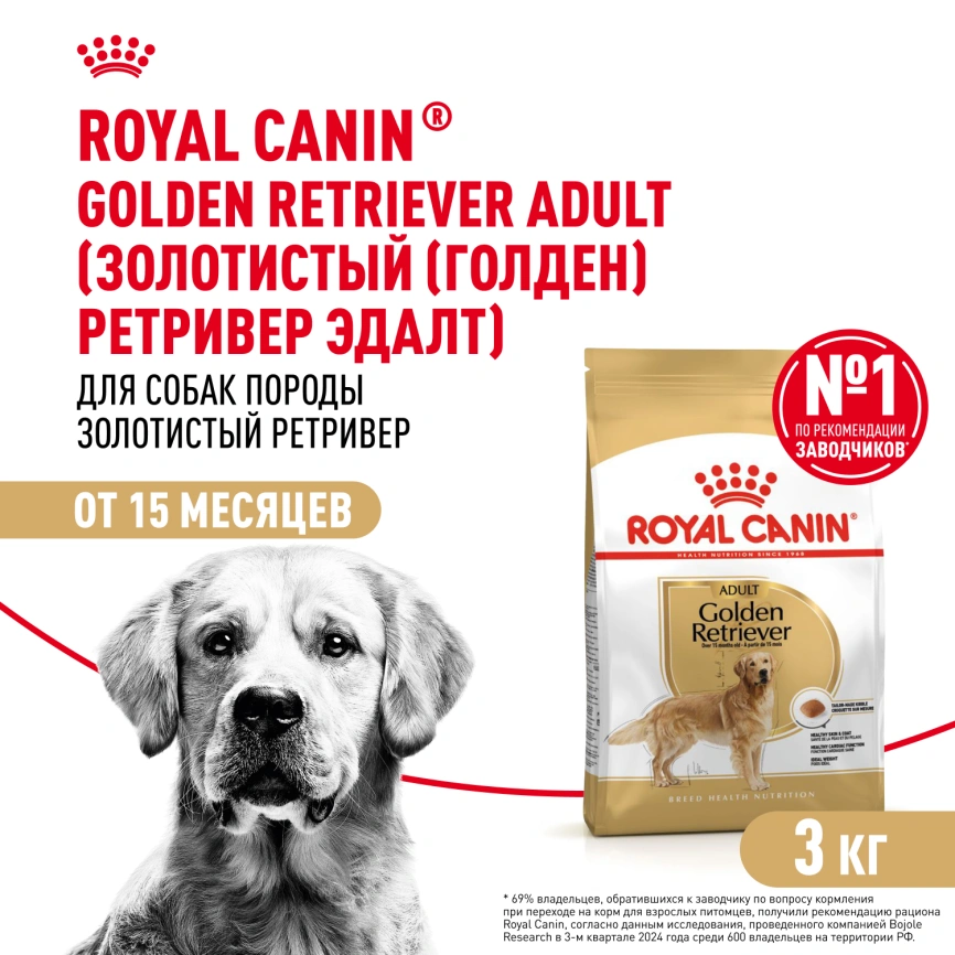 Сухой корм Royal Canin Golden Retriever Adult для собак, 3 кг фото 1