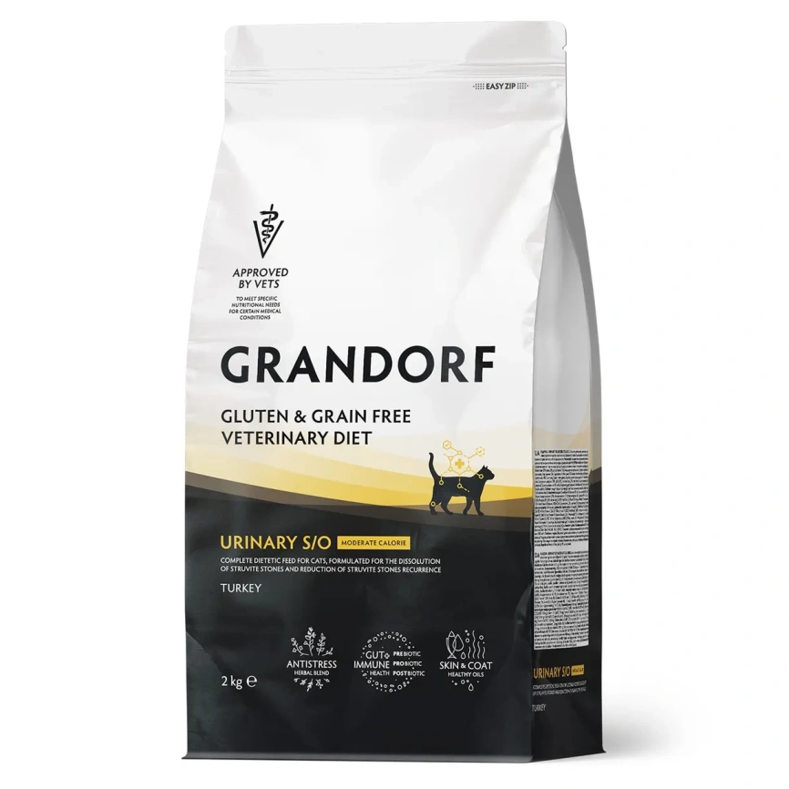 Сухой корм Grandorf Veterinary Urinary S/O Moderate Calorie для кошек при заболеваниях нижних мочевыводящих путей и контроле веса, 2 кг фото 1