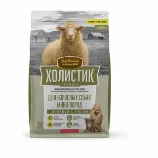 Сухой корм «Деревенские лакомства» Holistic Премьер для собак мини-пород с ягнёнком и рисом, 3 кг фото 1
