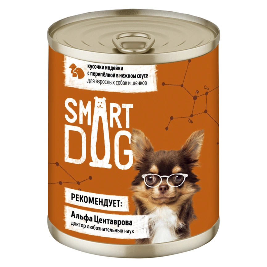Влажный корм Smart Dog для для взрослых собак и щенков, кусочки индейки с перепелкой в нежном соусе, 240 г фото 1