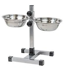 Металлическая миска Homepet для животных с регулируемой хромированной подставкой (2 шт.), 0,7 л фото 1