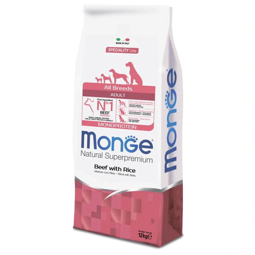 Сухой корм Monge Dog Speciality Line Monoprotein All Breeds Beef &amp;amp; Rice для взрослых собак всех пород с говядиной и рисом, 12 кг фото 8