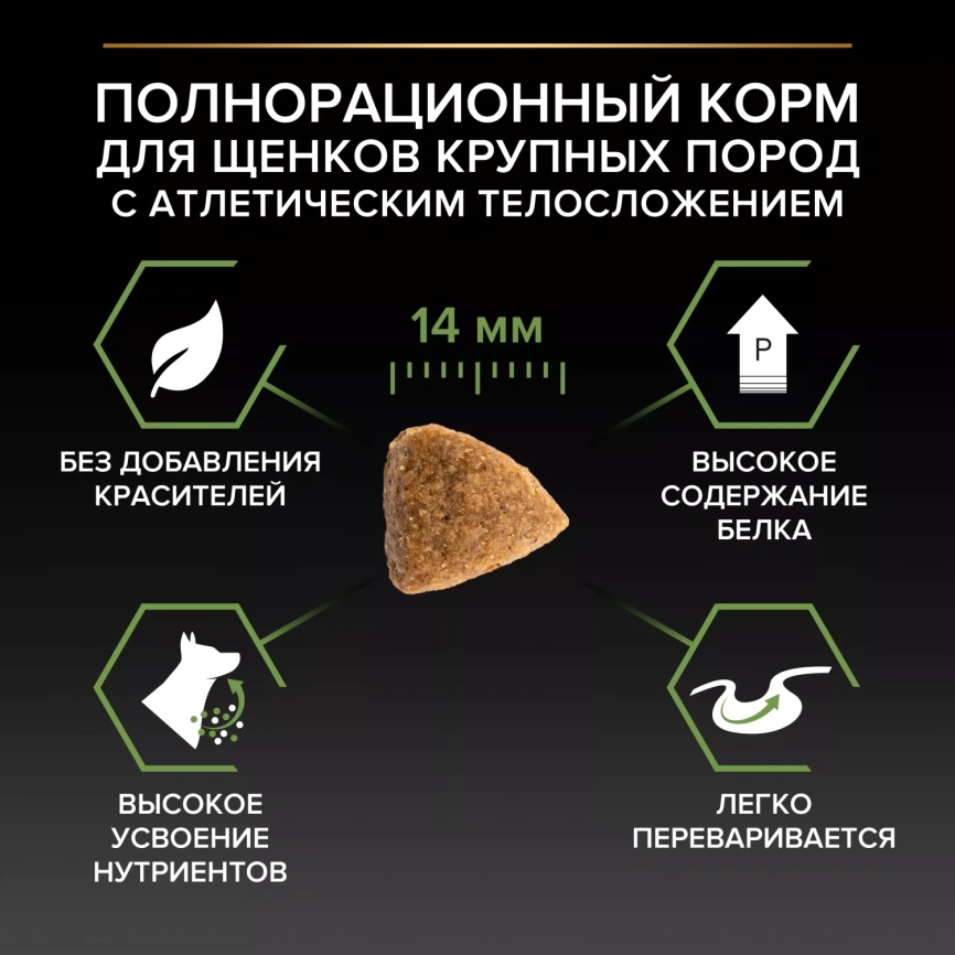 Сухой корм PRO PLAN Chicken для щенков крупных пород с атлетическим телосложением, с высоким содержанием курицы, 18 кг фото 3