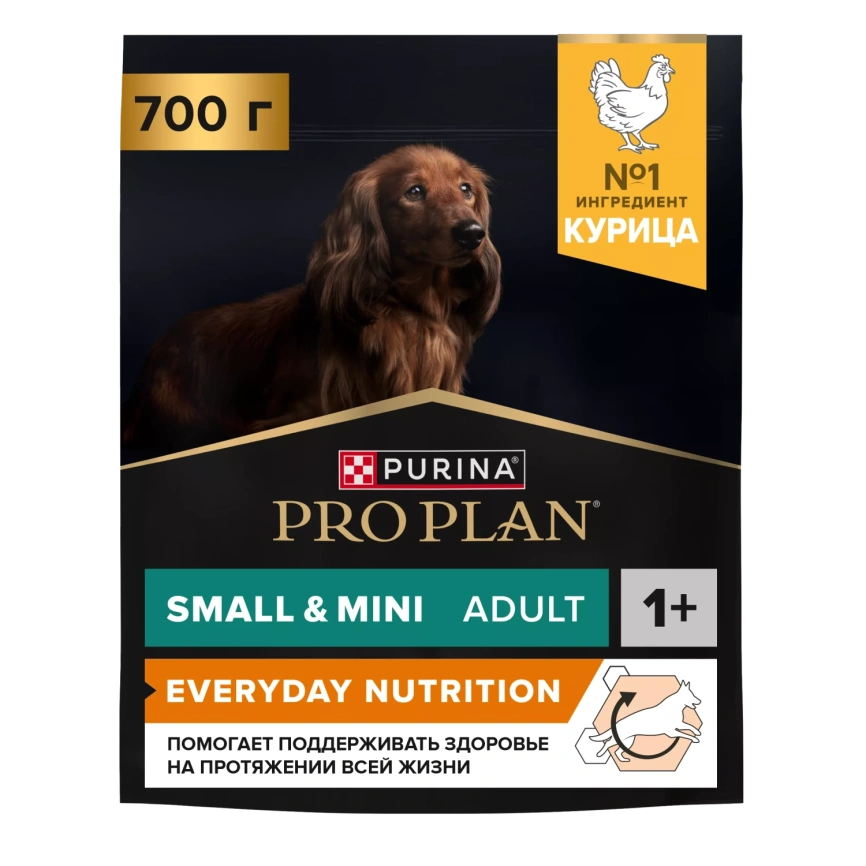 Сухой корм PRO PLAN Chicken для взрослых собак мелких и карликовых пород, с высоким содержанием курицы, 700 г фото 1