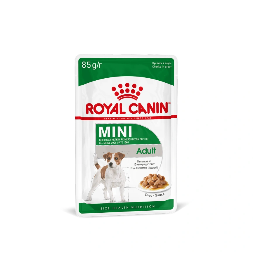 Влажный корм Royal Canin Mini Adult в соусе для взрослых собак мелких пород старше 10 месяцев, пауч, 85 г фото 19