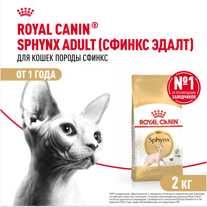 Сухой корм Royal Canin Sphynx для кошек породы сфинкс, 2 кг фото 1